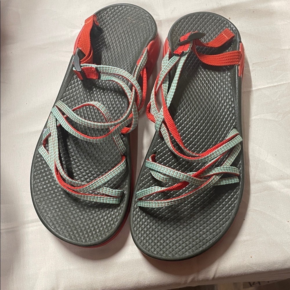 Chaco Women's Sandals - Red and Light Blue